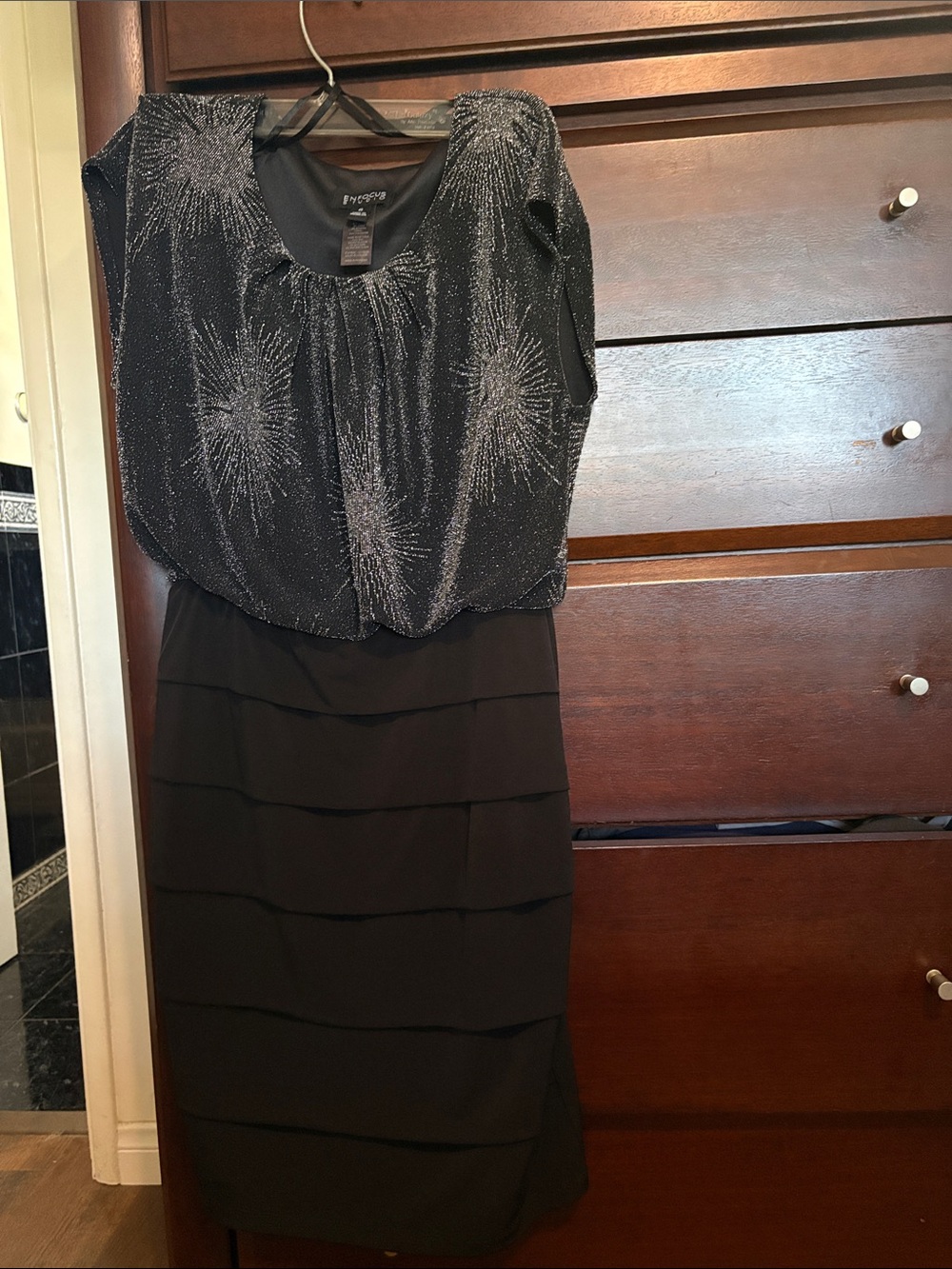 Enfocus Studio Black and Silver Maxi Dress
